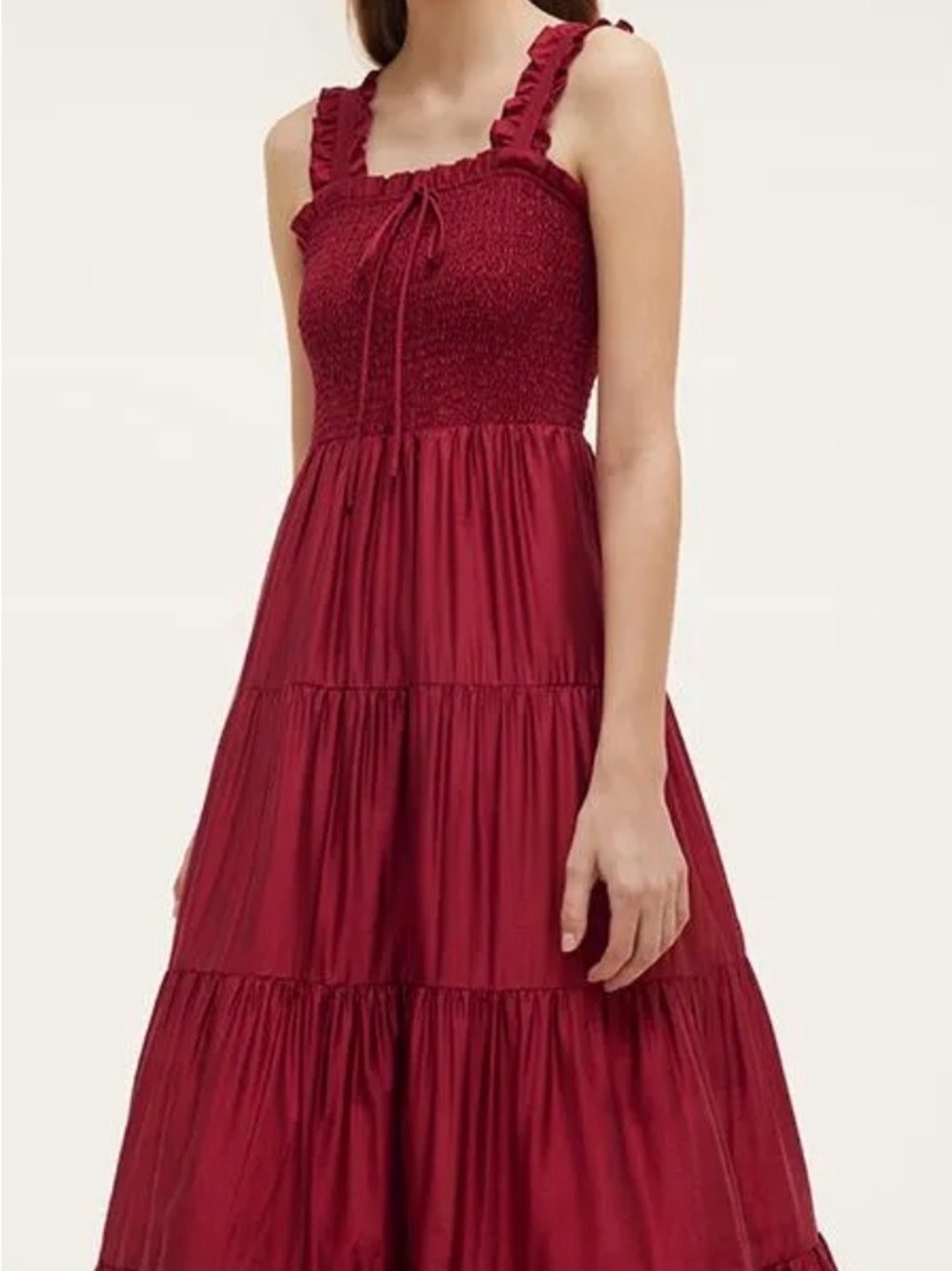 GOELIA Tencel Ruffle Strap Women Maxi Dress
